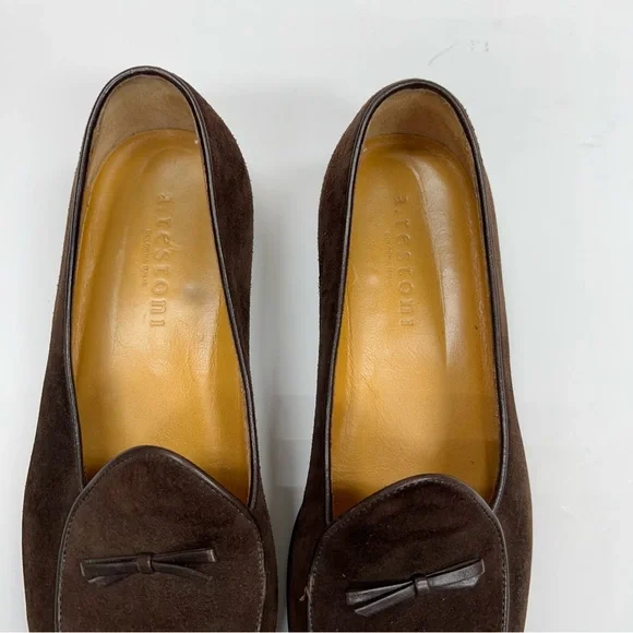 A.TESTONI Brown Suede Slip On Loafers Men’s Size 9 - Picture 2 of 13